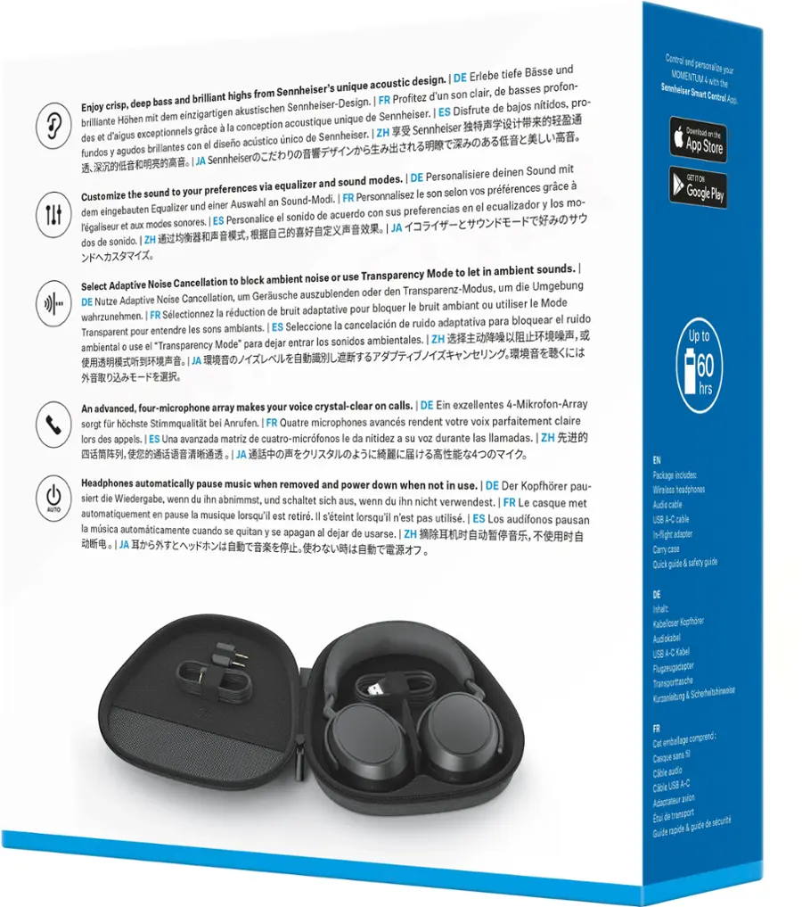 Alt View 26. Sennheiser - Momentum 4 Wireless Adaptive Noise-Canceling Over-The-Ear Headphones - Black.