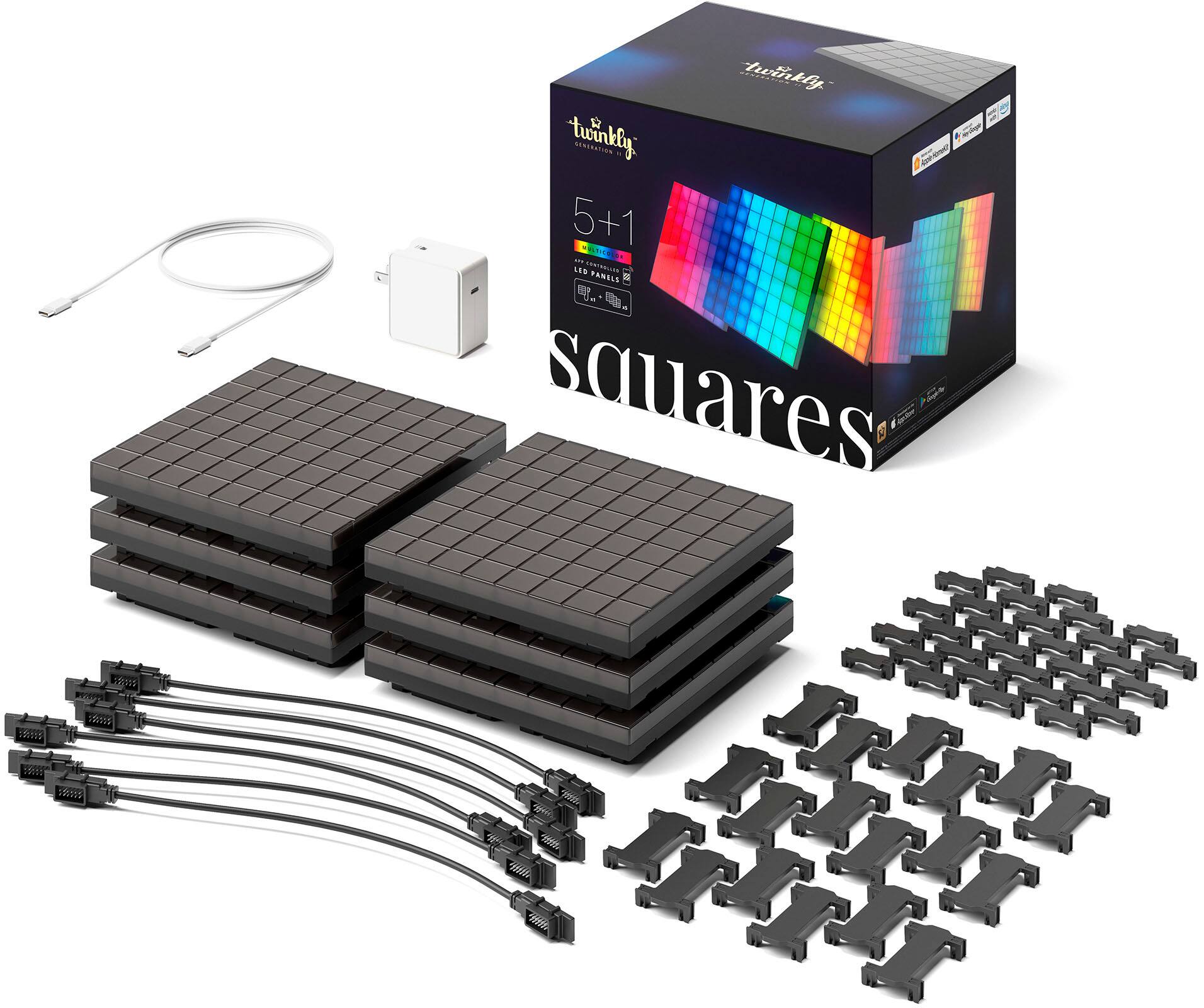 Alt View 12. Twinkly - Squares LED Panels 5+1 Combo Pack - Black.