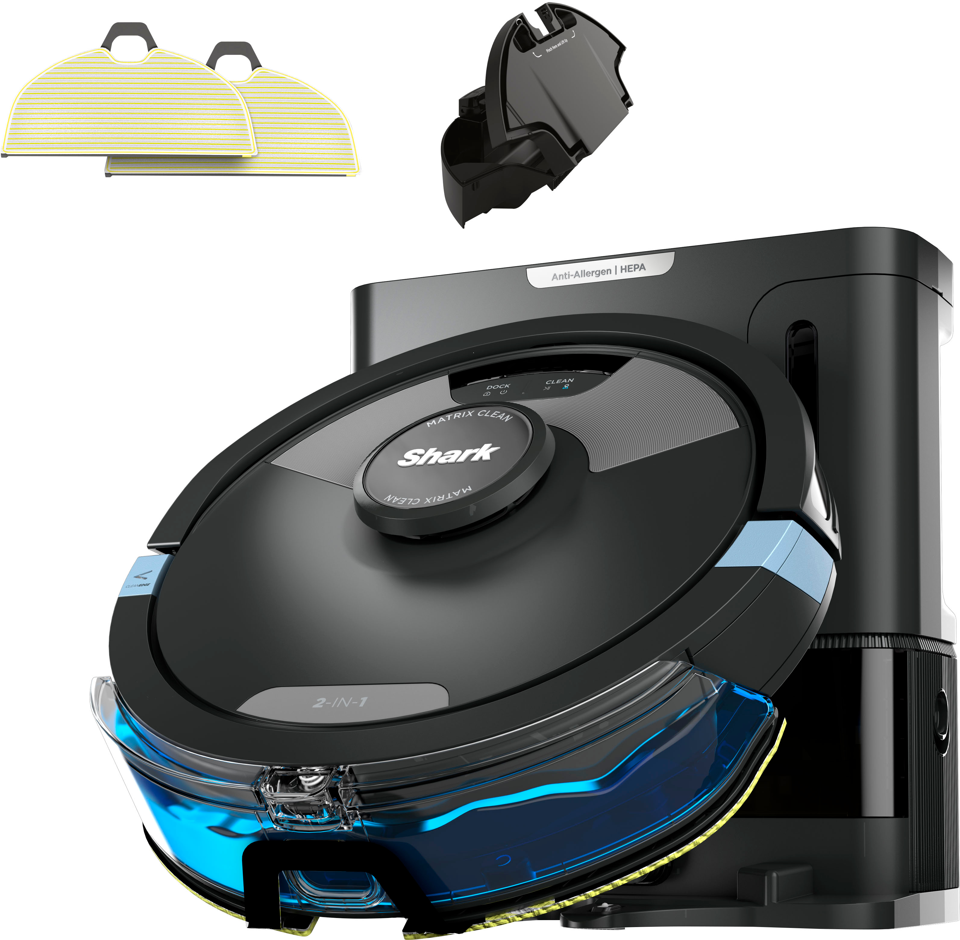 Shark - Matrix Plus 2in1 Robot Vacuum & Mop with Sonic Mopping, Matrix Clean, Home Mapping, HEPA Bagless Self Empty, WiFi - Black