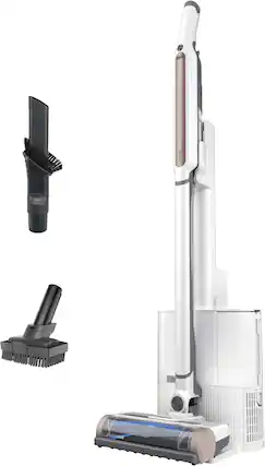 Front. Shark - Wandvac Self-Empty System Pet, Bagless Cordless 3-in-1 Cordless Stick Vacuum with HEPA Self-Empty Charging Base - White.