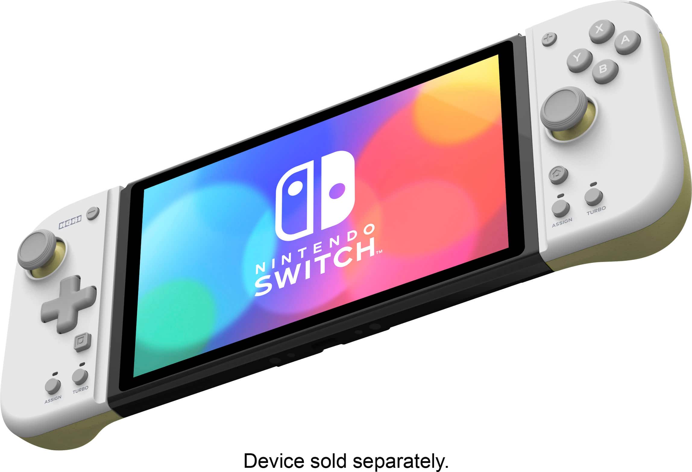 Angle. Hori - Split Pad Compact for Nintendo Switch - Light Gray & Yellow.
