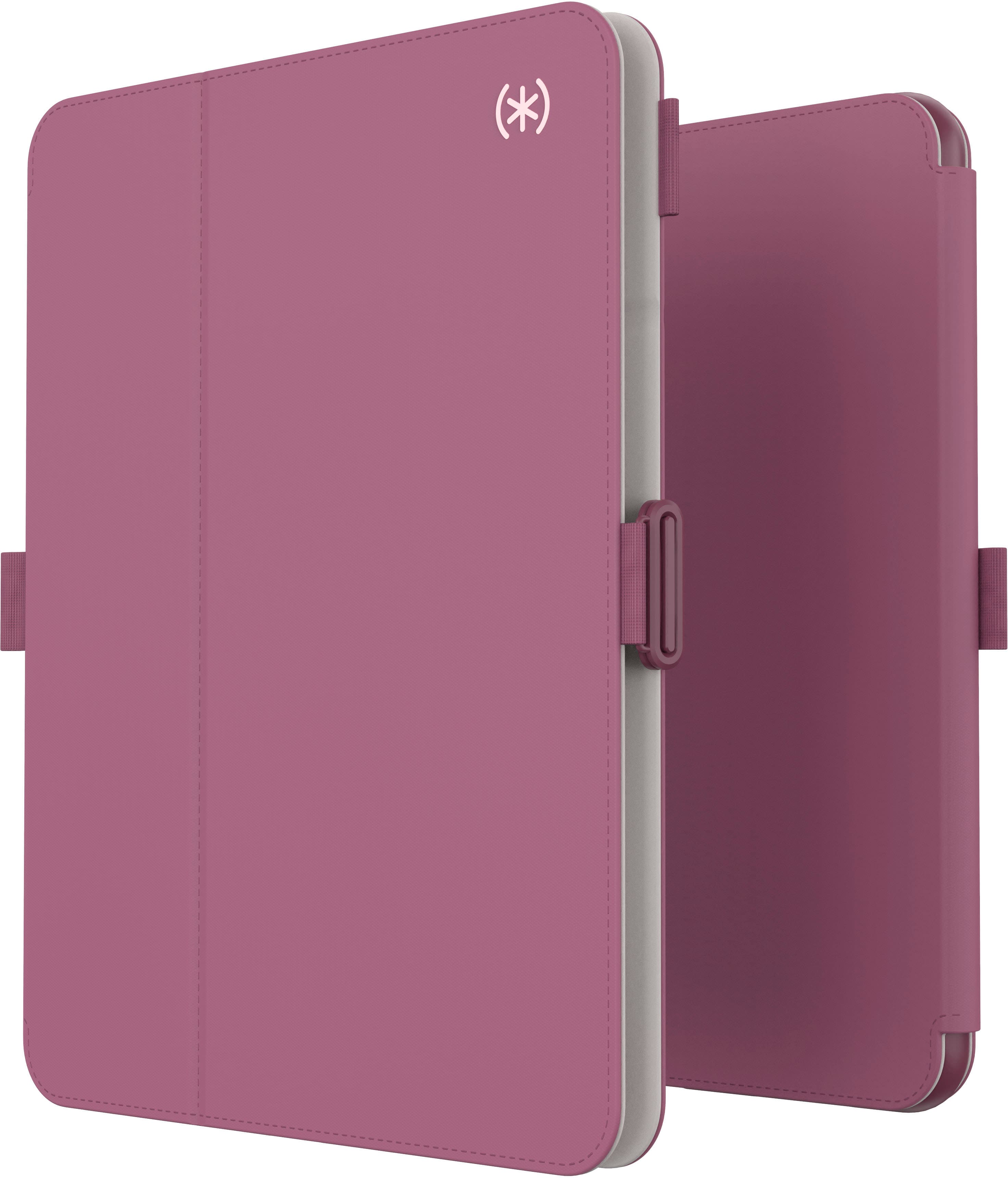 Angle. Speck - Balance Folio R Case for Apple 10.9" iPad (10th Generation) - Plumberry Purple.