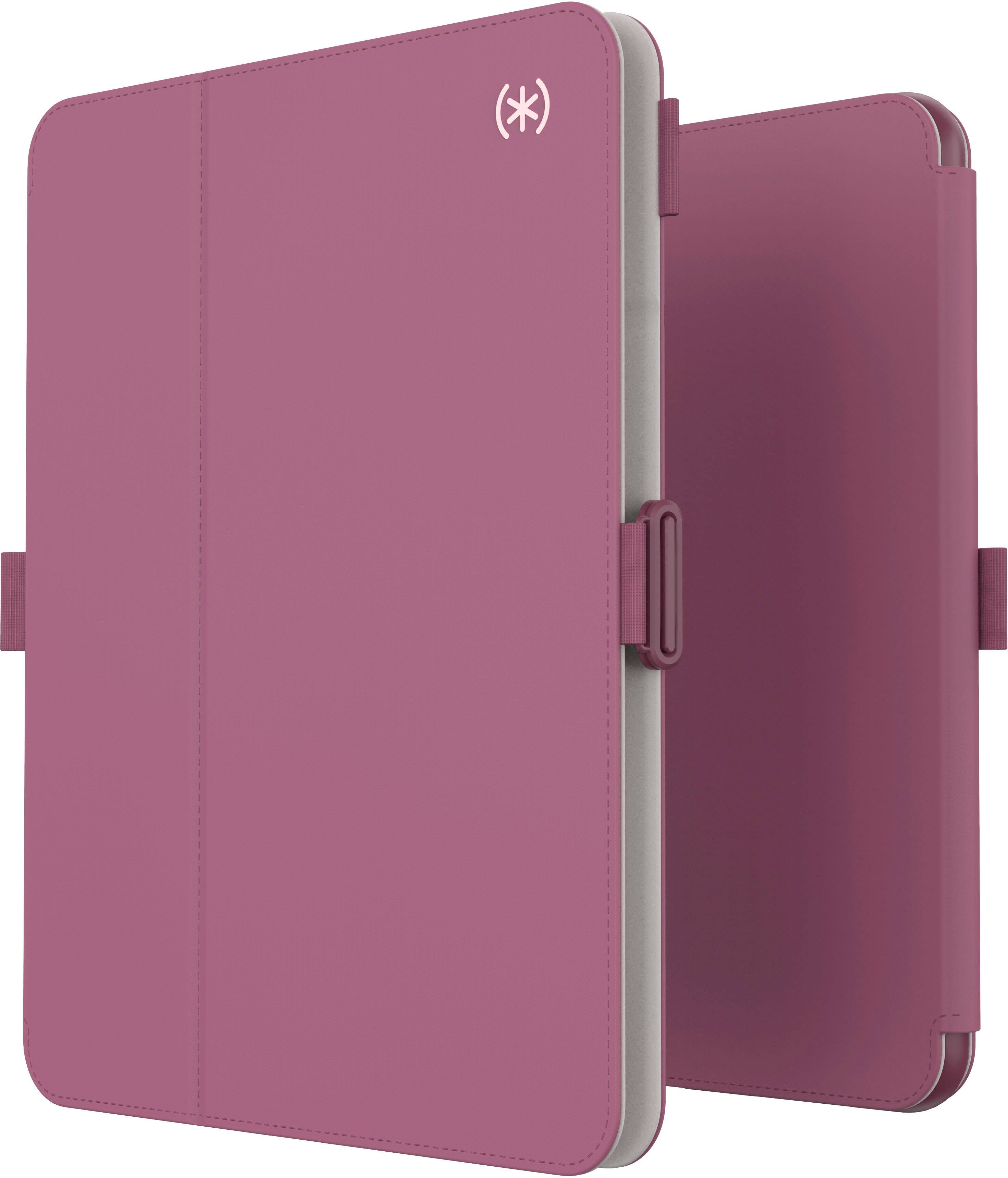 Angle. Speck - Balance Folio R Case for Apple 10.9" iPad (10th Generation) - Plumberry Purple.