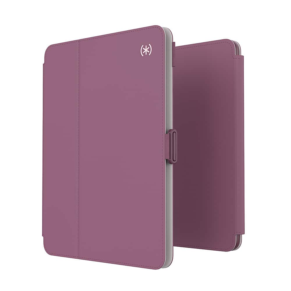 Angle. Speck - Balance Folio Case for Apple iPad Air 11"(latest model/M2), iPad Pro 11"(3rd/2nd/1st Gen) & iPad Air 10.9"(5th/4th Gen) - Plumberry Purple.