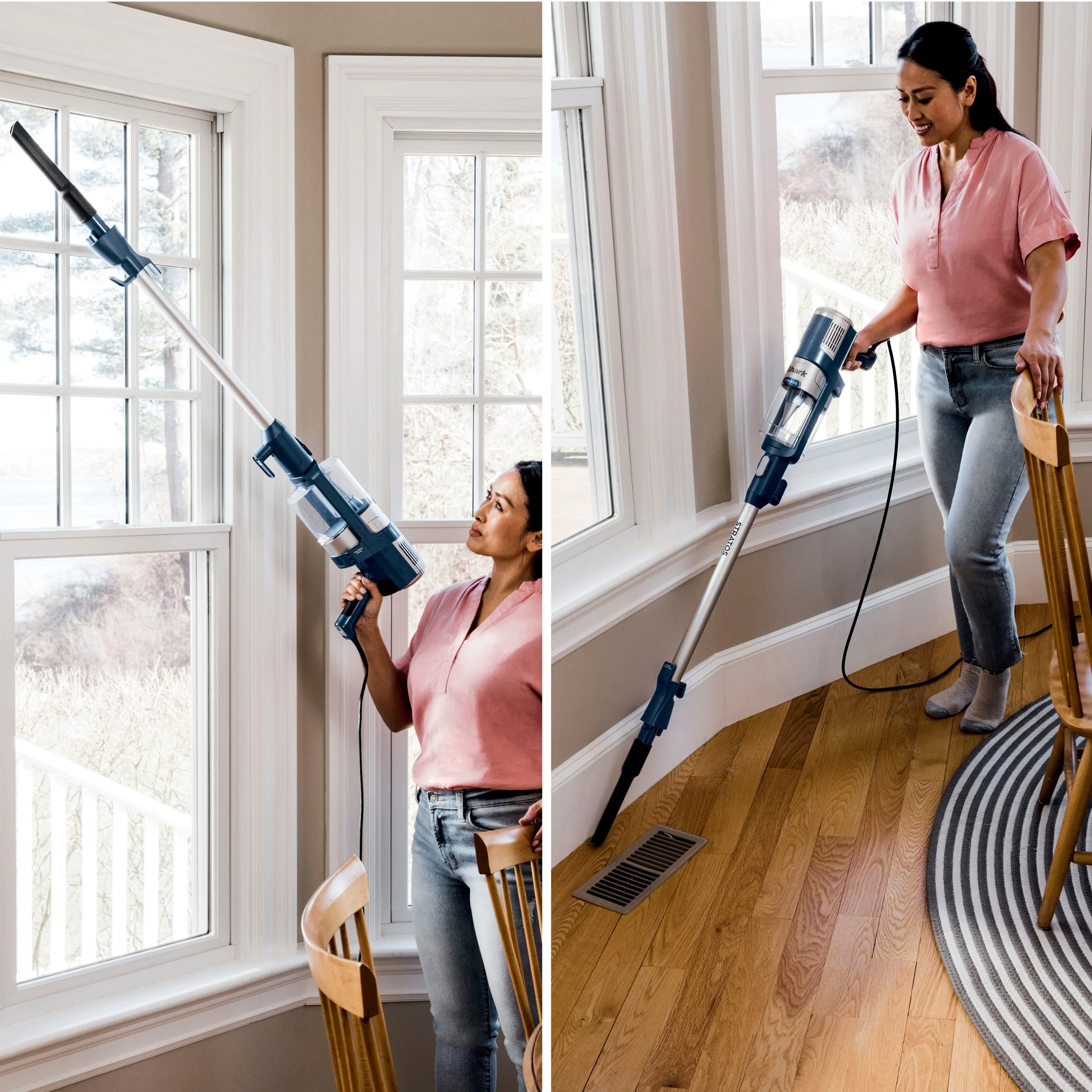 Alt View 14. Shark - Stratos UltraLight Corded Stick Vacuum with DuoClean PowerFins HairPro, Self-Cleaning Brushroll, Odor Neutralizer - Navy.