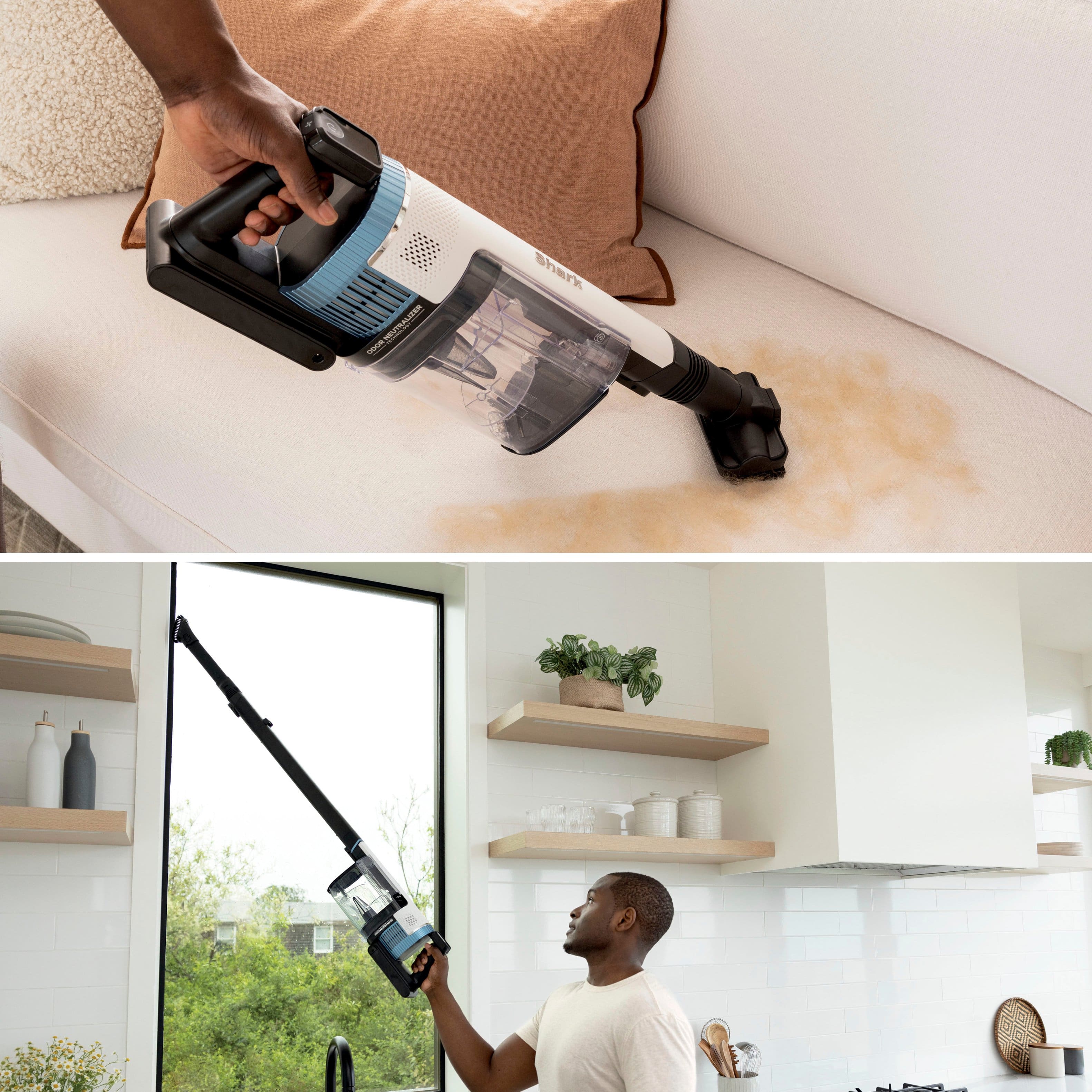 Alt View 13. Shark - Cordless Pro Stick Vacuum with Clean Sense IQ and Odor Neutralizer, PowerFins Plus Brushroll - Light Blue.