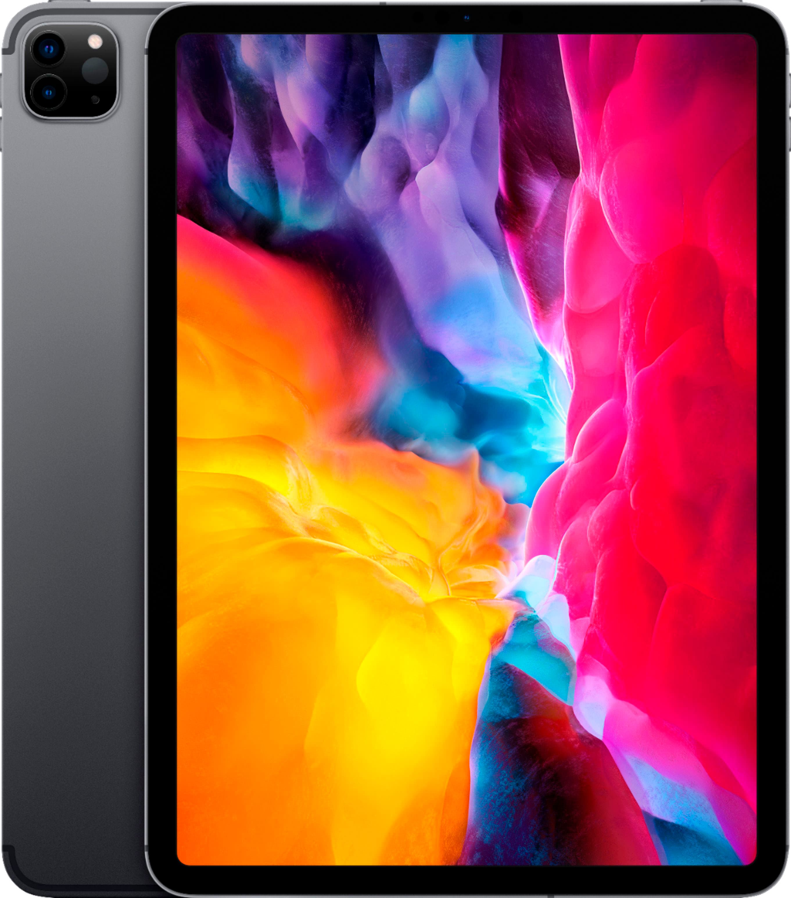 Front. Apple - Geek Squad Certified Refurbished 11-Inch iPad Pro (2nd Generation) with Wi-Fi - 128GB - Space Gray.