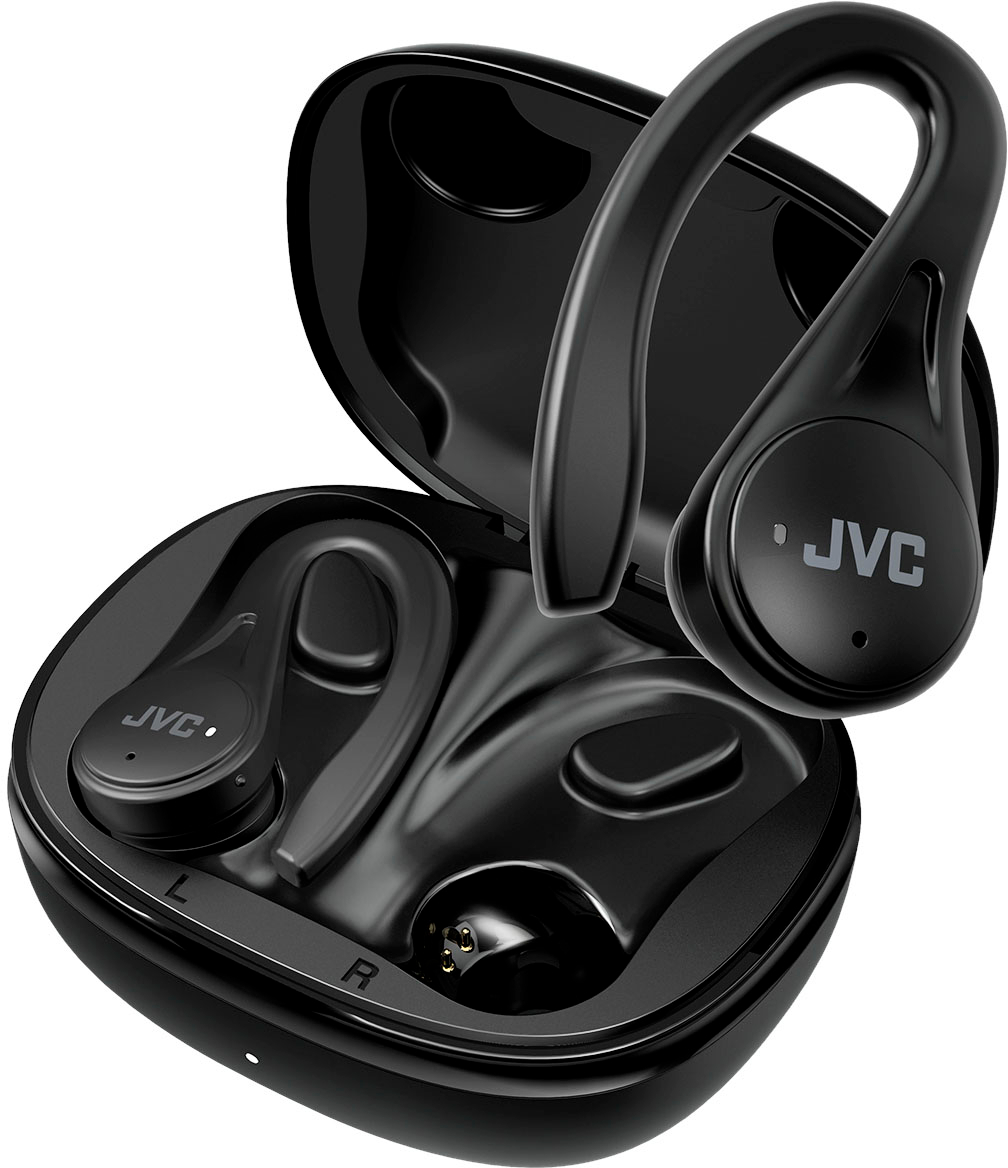 Left View: JVC - Fitness True Wireless  Headphones - Black