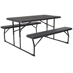 Flash Furniture - Folding Picnic Table - Charcoal - Front_Zoom