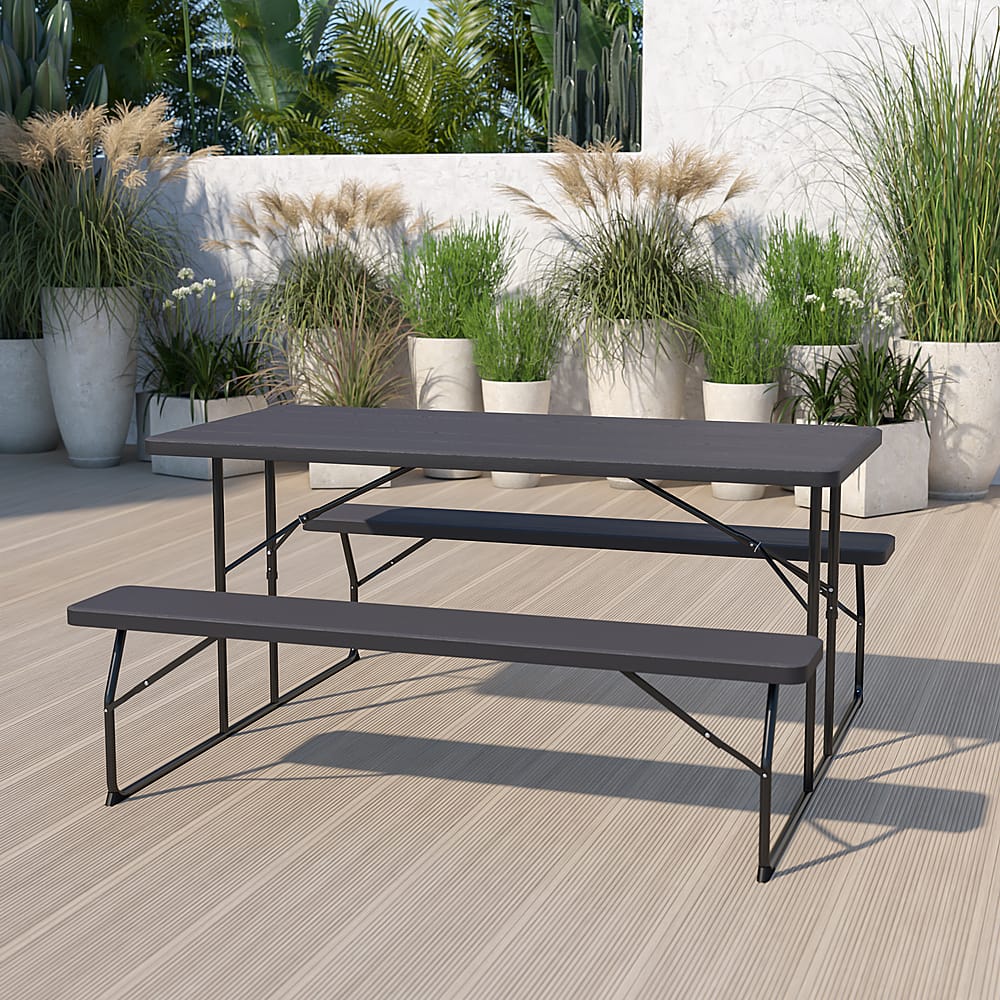 Best Buy Alamont Home Folding Picnic Table Charcoal RBEBB1470FDGG