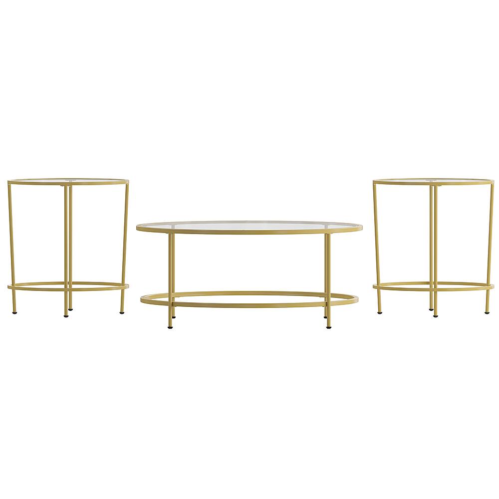 Front. Alamont Home - Astoria Collection Coffee and End Table - Clear/Brushed Gold.