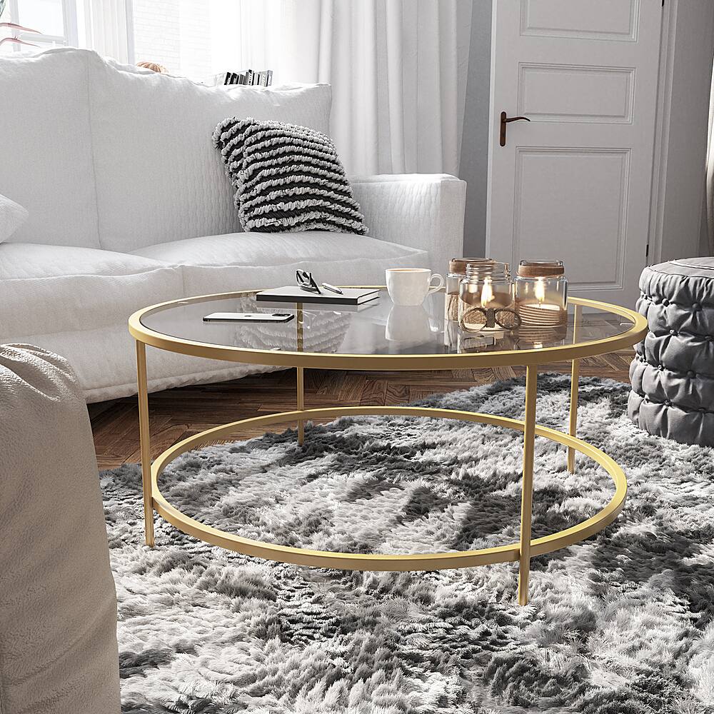 Alt View 14. Alamont Home - Astoria Collection Coffee and End Table - Clear/Brushed Gold.