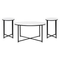 Flash Furniture - Hampstead Collection Coffee and End Table - White/Matte Black - Front_Zoom