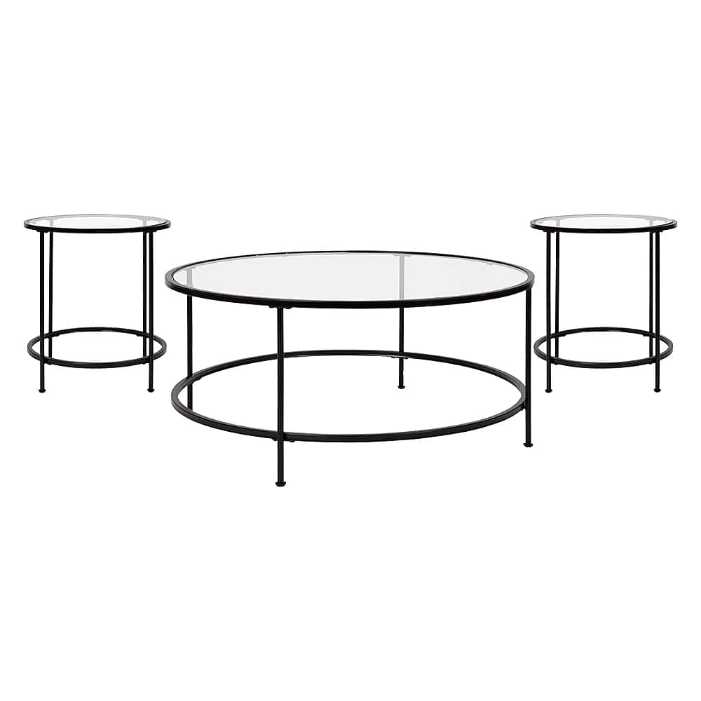Alamont Home - Astoria Collection Coffee and End Table - Clear/Matte Black - Front_Zoom
