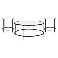 Flash Furniture - Astoria Collection Coffee and End Table - Clear/Matte Black - Front_Zoom