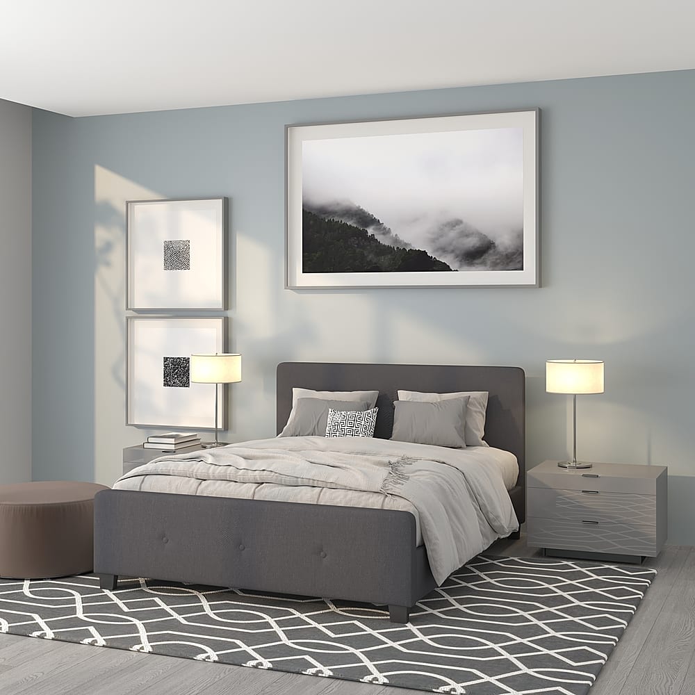 Angle. Alamont Home - Tribeca Queen Platform Bed - Beige.