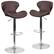 Front. Alamont Home - Contemporary Vinyl Adjustable Height Curved Back Barstool (set of 2) - Brown Vinyl.