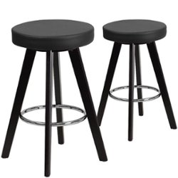Flash Furniture - Trenton Series Contemporary Vinyl Counter Height Stool (set of 2) - Black - Front_Zoom
