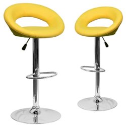 Flash Furniture - Contemporary Vinyl Rounded Orbit-Style Back Barstool (set of 2) - Yellow - Front_Zoom