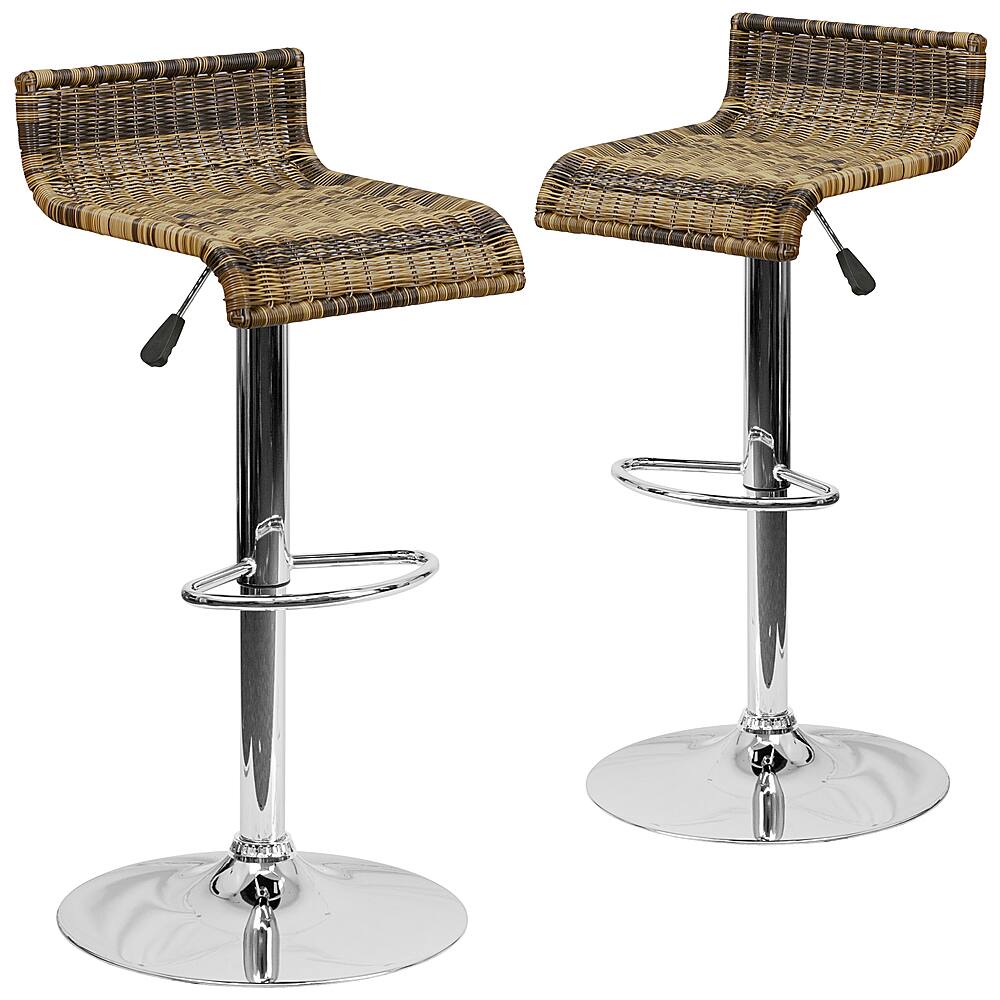 Front. Alamont Home - Contemporary Wicker Adjustable Height Barstool (set of 2) - Brown.