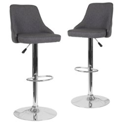 Flash Furniture - Trieste Contemporary Adjustable Height Barstool (set of 2) - Dark Gray Fabric - Front_Zoom
