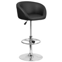 Alamont Home - Contemporary Adjustable Height Barstool - Black Vinyl - Front_Zoom