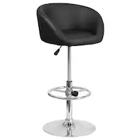 Alamont Home - Contemporary Adjustable Height Barstool - Black Vinyl - Front_Zoom