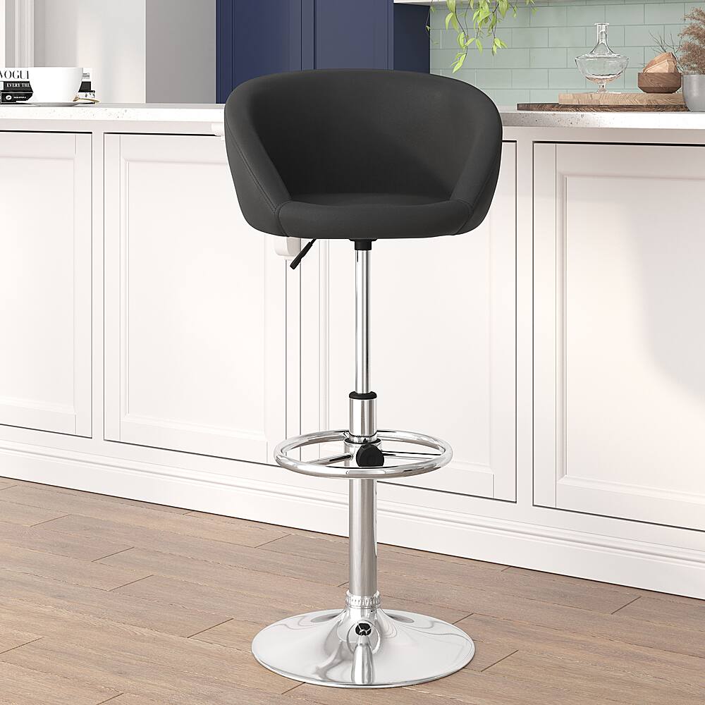Alt View 13. Alamont Home - Contemporary Adjustable Height Barstool - Black Vinyl.