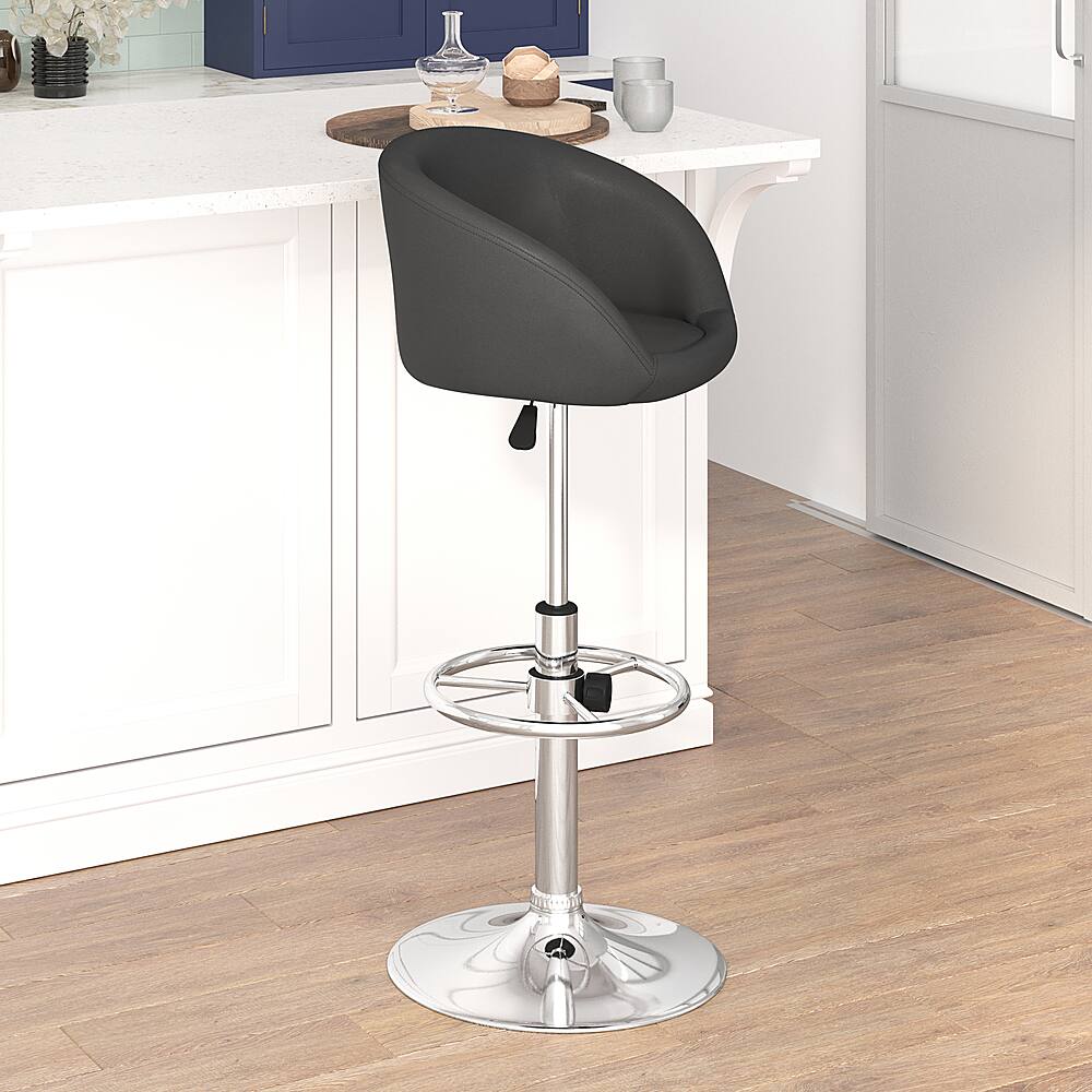 Alt View 15. Alamont Home - Contemporary Adjustable Height Barstool - Black Vinyl.