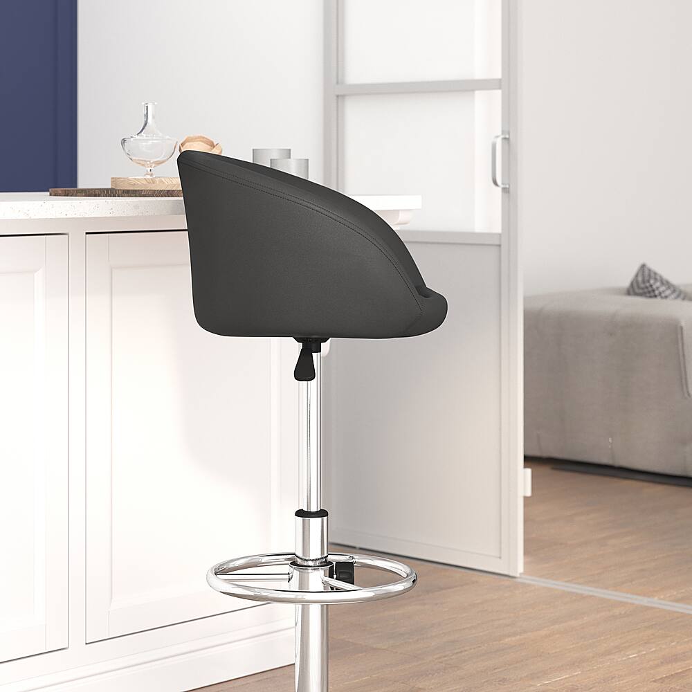 Alt View 16. Alamont Home - Contemporary Adjustable Height Barstool - Black Vinyl.