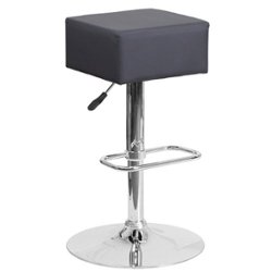 Flash Furniture - Contemporary Vinyl Adjustable Height Barstool - Gray - Front_Zoom