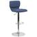 Front. Alamont Home - Contemporary Vinyl Adjustable Height Barstool - Blue Fabric.
