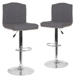 Flash Furniture - Bellagio Contemporary Adjustable Height Barstool (set of 2) - Dark Gray Fabric - Front_Zoom