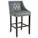 Front. Alamont Home - Carmel Series Transitional Tufted Walnut Barstool - Light Gray LeatherSoft.