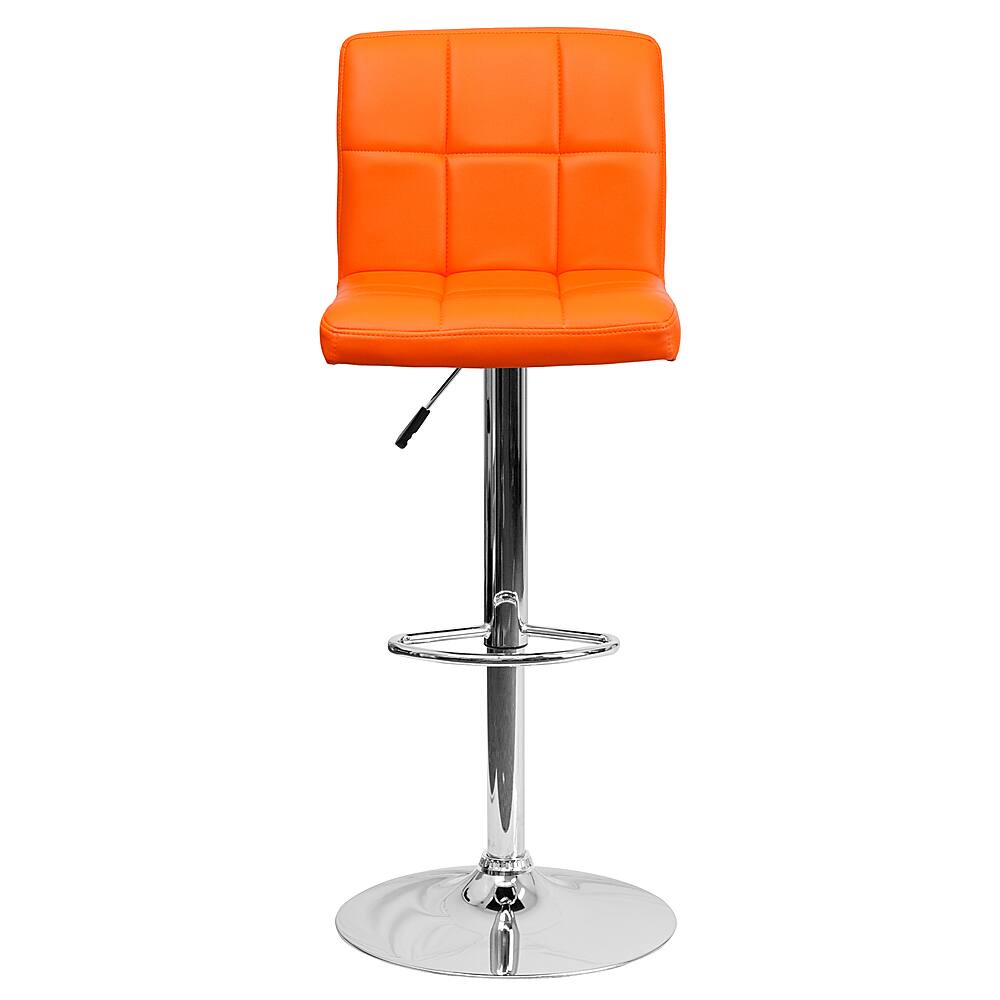 Alt View 11. Alamont Home - Contemporary Quilted Vinyl Adjustable Height Barstool (set of 2) - Orange.