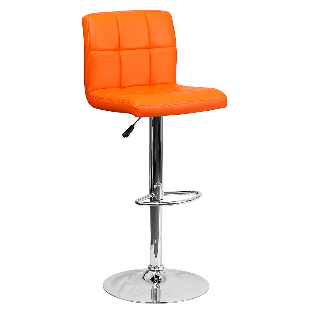 Alt View 16. Alamont Home - Contemporary Quilted Vinyl Adjustable Height Barstool (set of 2) - Orange.