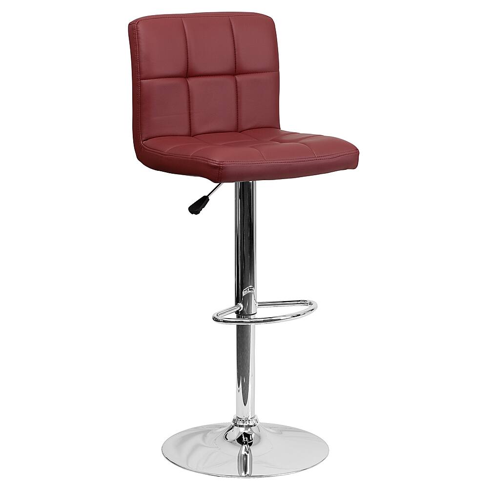 Alt View 16. Alamont Home - Contemporary Quilted Vinyl Adjustable Height Barstool (set of 2) - Burgundy.