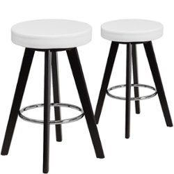 Flash Furniture - Trenton Series Contemporary Vinyl Counter Height Stool (set of 2) - White - Front_Zoom