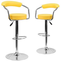 Flash Furniture - Contemporary Vinyl Adjustable Height Barstool (set of 2) - Yellow - Front_Zoom
