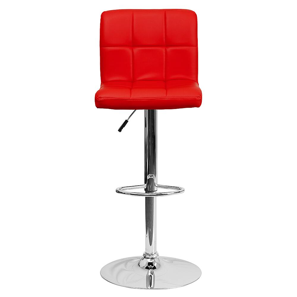 Alt View 11. Alamont Home - Contemporary Quilted Vinyl Adjustable Height Barstool (set of 2) - Red.