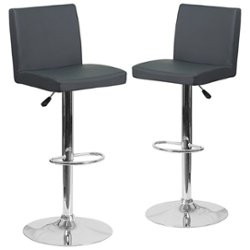 Flash Furniture - Contemporary Vinyl Adjustable Height Barstool with Panel Back (set of 2) - Gray - Front_Zoom