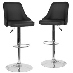 Flash Furniture - Trieste Contemporary Adjustable Height Barstool (set of 2) - Black LeatherSoft - Front_Zoom