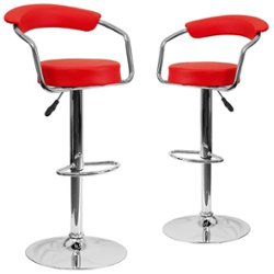 Flash Furniture - Contemporary Vinyl Adjustable Height Barstool (set of 2) - Red - Front_Zoom