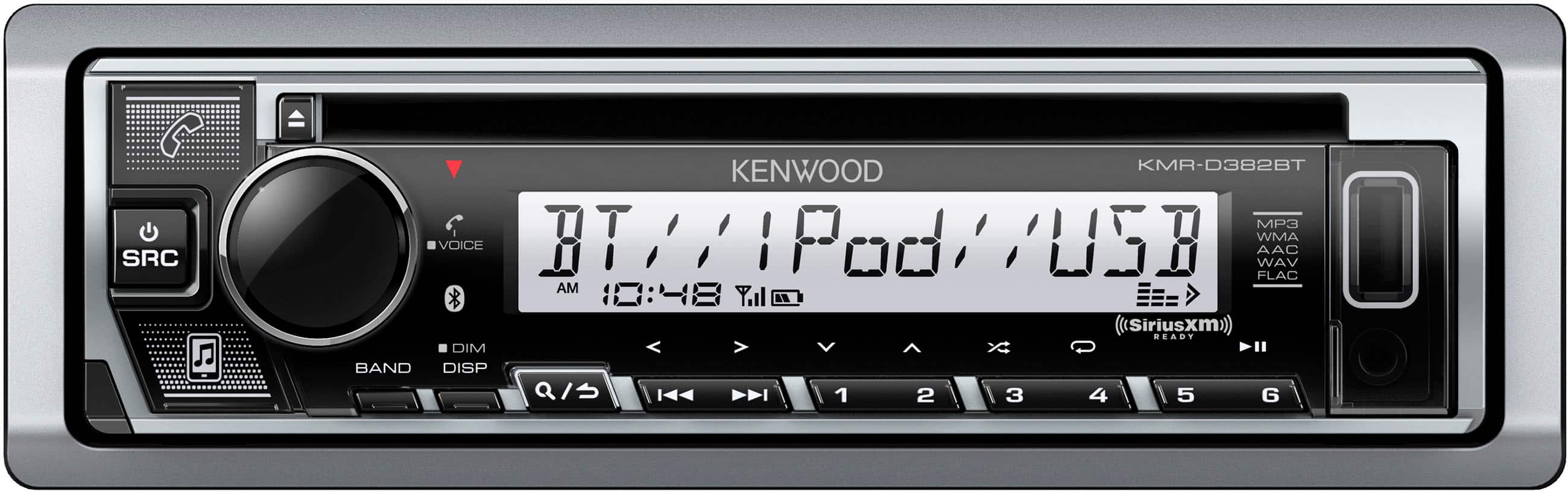 Front. Kenwood - Bluetooth CD/Digital Media (DM) Marine Receiver and Satellite Radio-Ready with Detachable Faceplate - Silver.