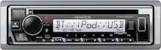 Front. Kenwood - Bluetooth CD/Digital Media (DM) Marine Receiver and Satellite Radio-Ready with Detachable Faceplate - Silver.