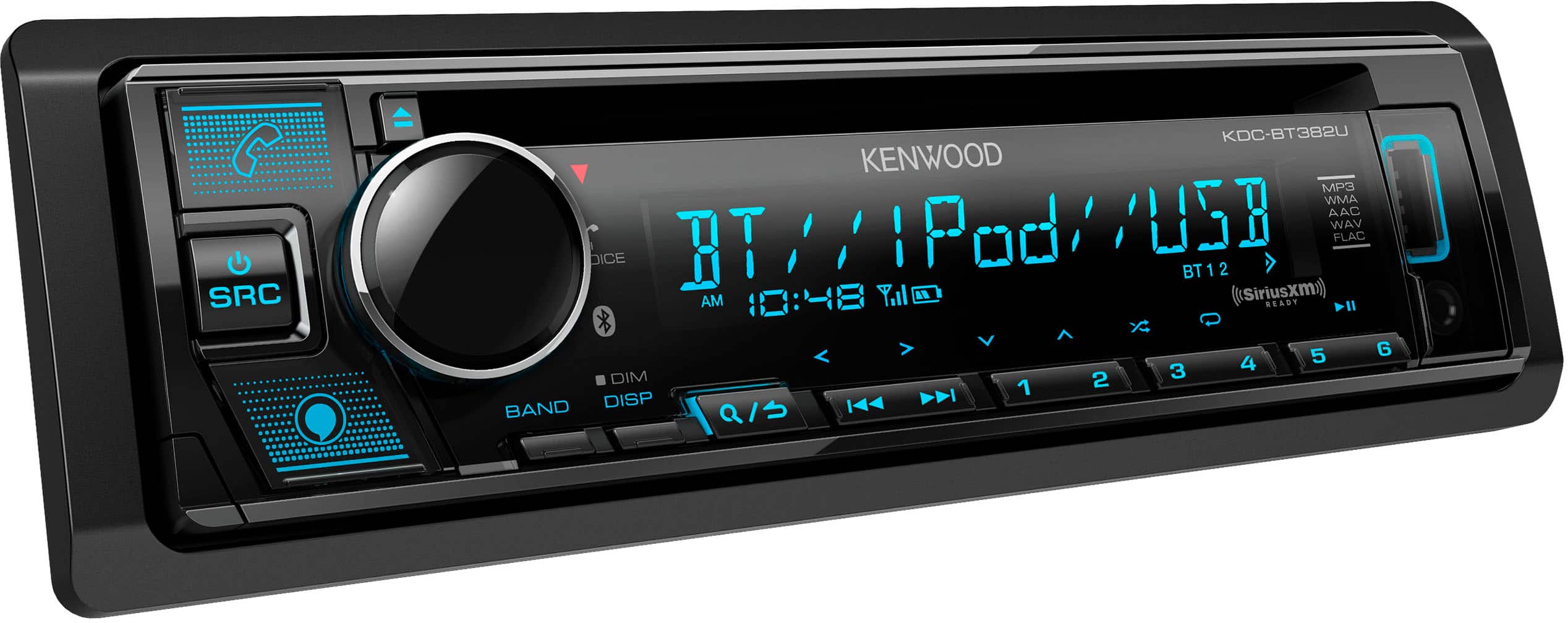 Angle. Kenwood - Bluetooth CD/Digital Media (DM) Receiver and Satellite Radio-Ready with Detachable Faceplate - Black.