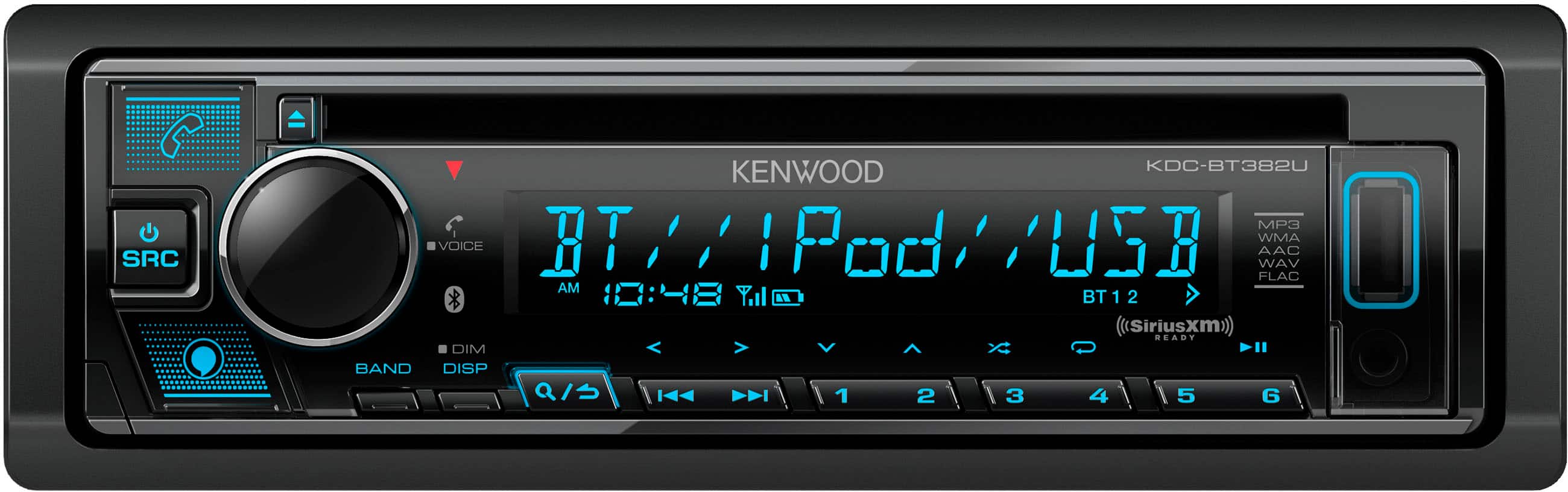 Front. Kenwood - Bluetooth CD/Digital Media (DM) Receiver and Satellite Radio-Ready with Detachable Faceplate - Black.