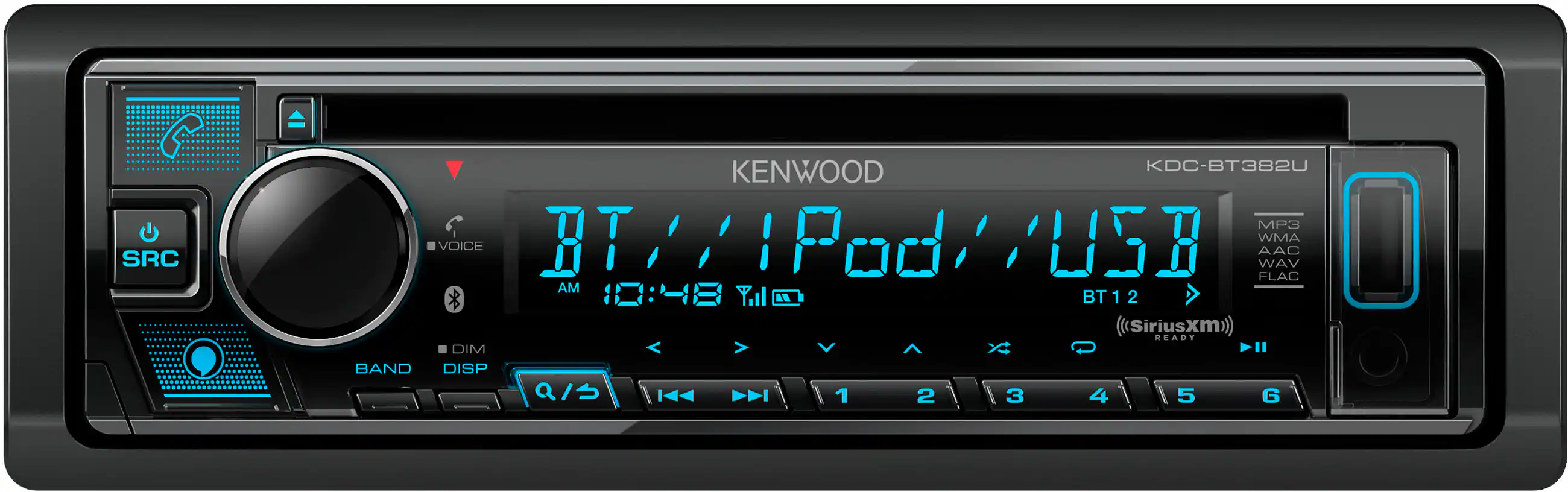Front. Kenwood - Bluetooth CD/Digital Media (DM) Receiver and Satellite Radio-Ready with Detachable Faceplate - Black.