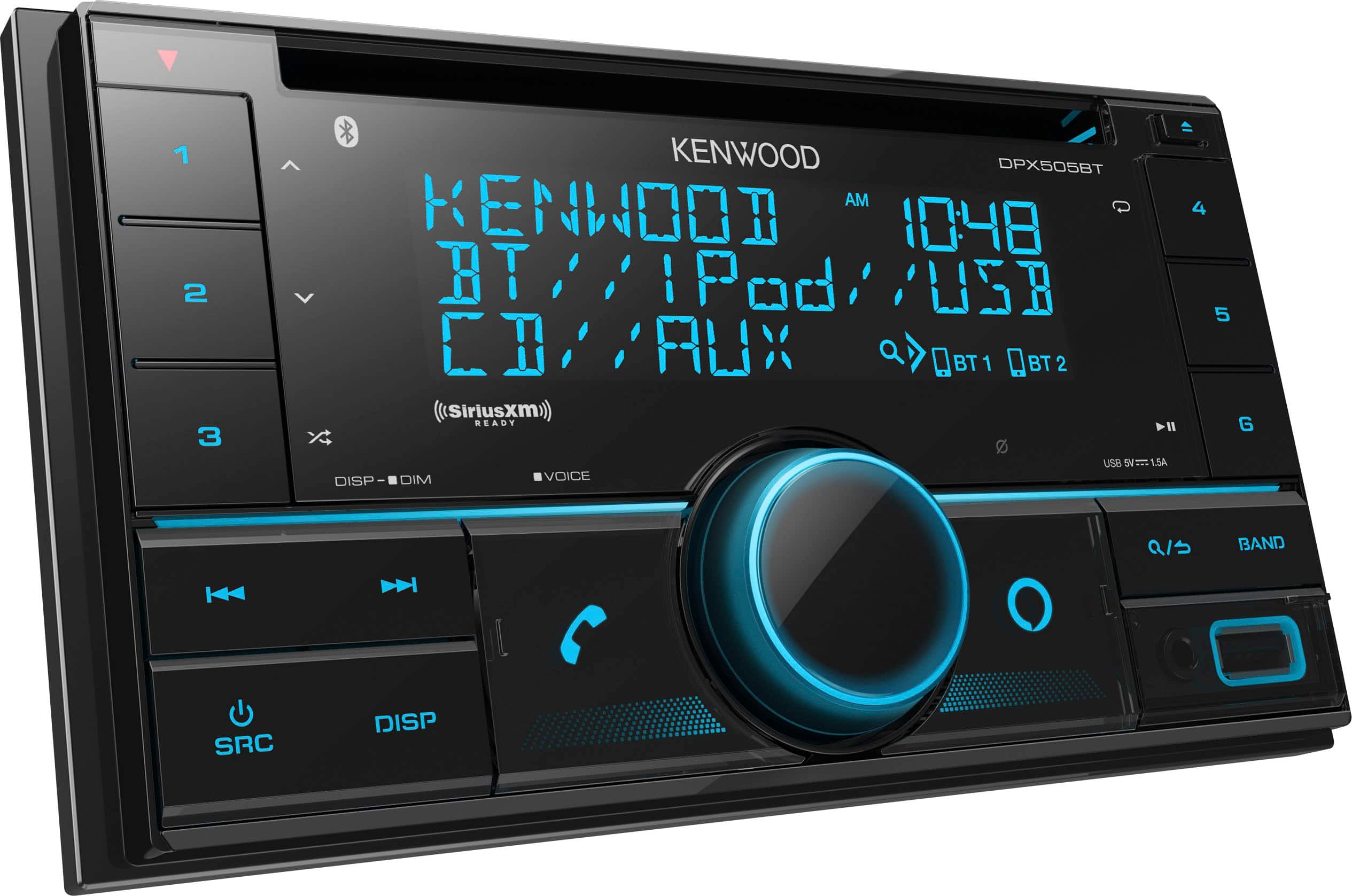 Angle. Kenwood - Bluetooth CD Receiver Alexa Built-In Satellite Radio Ready - Black.