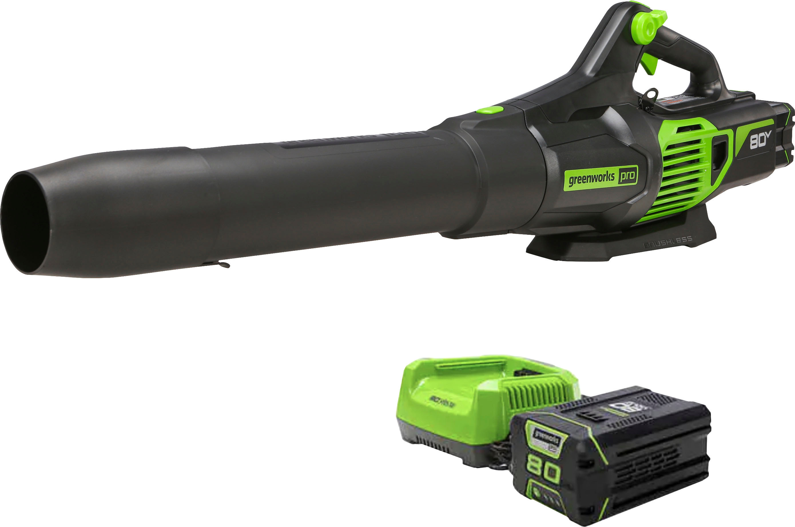 Greenworks 80-volt Max 500-CFM 125-MPH Battery Handheld Leaf Blower 2 Ah  (Battery and Charger Included) in the Leaf Blowers department at